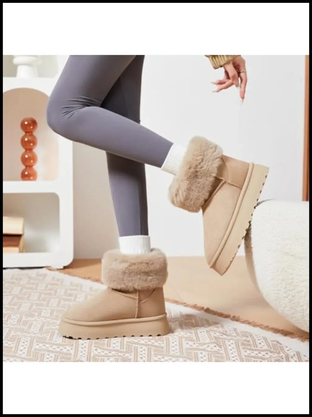 Winter Boots for Women Platform Snow Boots Fuzzy Ankle Booties Comfortable